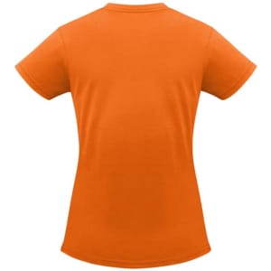 An orange short sleeve tee for women, featuring a fitted design and no visible logos on the back.