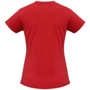 A red short sleeve women's tee featuring a fitted design and no visible logos. Plain back view.