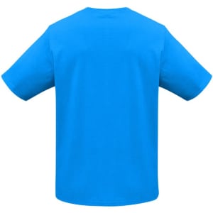 A vibrant blue men's short sleeve tee, featuring a simple design and no visible text or logos.