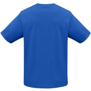 A bright blue men's short sleeve T-shirt with a relaxed fit and no visible logos or branding.