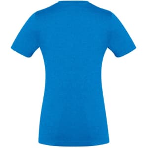 A blue women's short sleeve tee with a fitted design and no visible branding on the back.