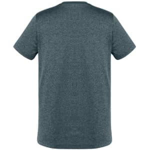 A dark grey men's short sleeve tee with a classic crew neck design and no visible logo.