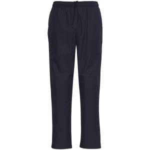 Unisex track pants in navy, featuring an elastic waistband with a drawstring and a simple design.