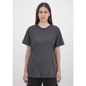 A women's short sleeve tee in a dark grey colour, featuring a classic crew neck and relaxed fit.
