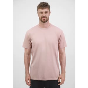 A men's everyday short sleeve tee in a soft pink colour, featuring a crew neckline and a simple design.
