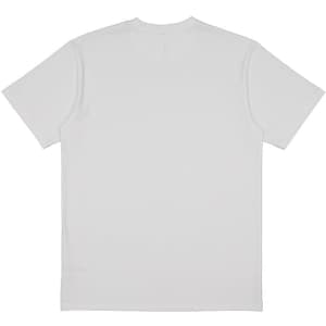 A plain white short sleeve tee with a logo on the back. Ideal for casual wear.