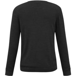 A black men's pullover sweater with long sleeves and a textured pattern on the back. It features a brand logo.