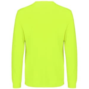 A bright yellow long sleeve tee with a plain back and a logo on the upper back.