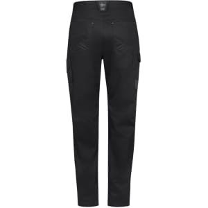 Men's summer cargo pants in black, featuring side pockets, a straight leg, and a branded label at the back.