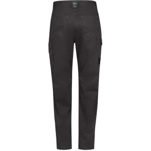 Men's summer cargo pants in black with side pockets and a waistband label.