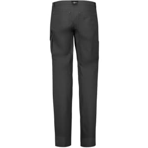 Men's lightweight cargo pants in dark grey, featuring side pockets and a branded logo on the back.