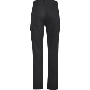 A pair of black men's lightweight drill cargo pants with multiple side pockets and a fitted design.