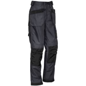 A pair of men's ultralite multi-pocket pants in black and grey, featuring multiple pockets and a logo.