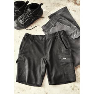 Men's Streetworx Comfort Shorts in black, grey, and a work boot. Features include multiple pockets and a branded logo.