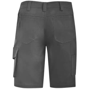 A pair of women's rugged shorts in grey, featuring multiple pockets and a vented design. Includes a brand logo.