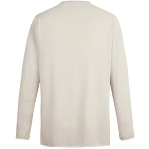 A unisex pullover in a light beige colour, featuring long sleeves and a simple design with a logo.
