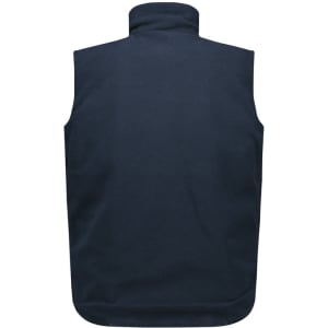 A unisex hi-vis waterproof reversible vest in navy, featuring a high collar and no visible branding.