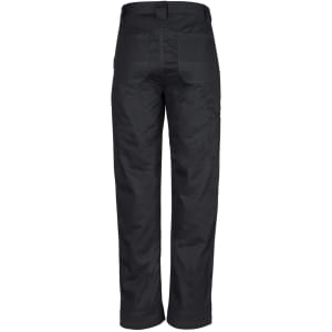 A pair of black utility pants featuring multiple pockets and a back view design.
