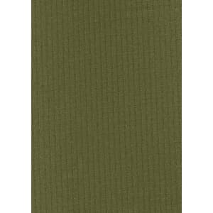 A khaki long sleeve button-up shirt with a textured fabric. The shirt features a logo on the chest.