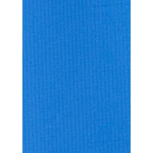 A blue, textured fabric suitable for a men's outdoor long sleeve shirt, featuring a subtle ribbed pattern.