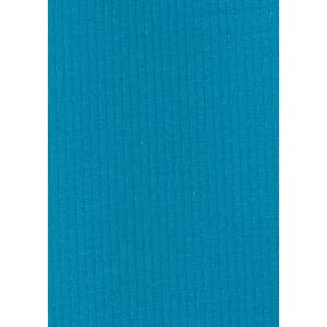 A solid turquoise fabric featuring a textured ribbed design, suitable for a long sleeve shirt.