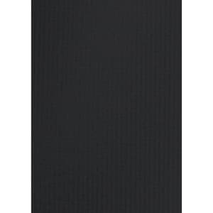 A black button-up shirt with a textured pattern, featuring a logo on the chest.