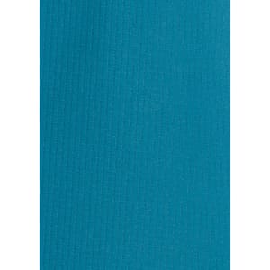 A long sleeve women's outdoor shirt in a vibrant teal colour, featuring a textured fabric and a logo.