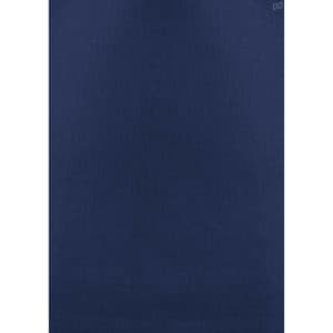 A dark navy women's short sleeve work shirt with a simple design and a logo.