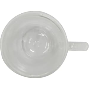 A clear double wall glass mug with a handle, showcasing a smooth interior and exterior finish.