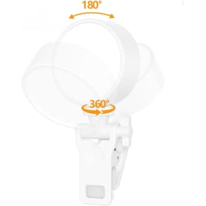 A white conferencing lighting kit with adjustable angles, featuring a clip for secure attachment and a clean, minimalist design.