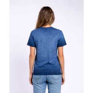A blue Colortone® Oil Wash T-Shirt from the back, featuring short sleeves and a slight texture.