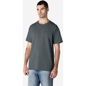 A plain dark grey adult T-shirt displayed on a model, made from Gildan Ultra Cotton fabric.