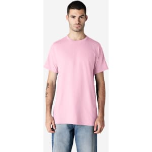 A plain pink Gildan Ultra Cotton adult T-shirt displayed on a model against a neutral background.