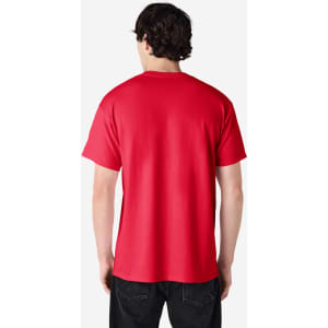 A red Gildan Ultra Cotton adult T-shirt, displayed from the back, showcasing its simple design and fit.