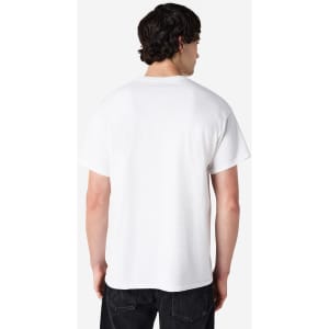A white Gildan Ultra Cotton adult T-shirt seen from the back, featuring a plain design and a logo.