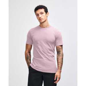 A unisex fine jersey short sleeve t-shirt in a muted mauve colour, featuring a relaxed fit and no visible branding.