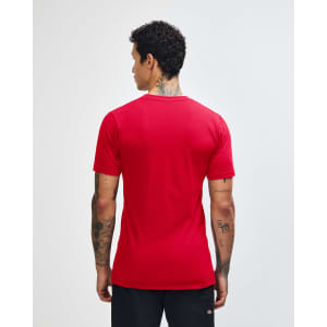A unisex fine jersey short sleeve t-shirt in vibrant red, featuring a plain back and casual fit.