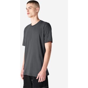 A unisex short sleeve t-shirt in dark grey, featuring a sleek design and a logo on the front.