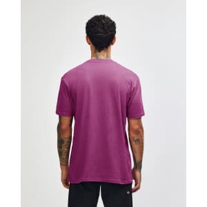 A unisex short sleeve T-shirt in bright pink, featuring a plain back and casual fit. Includes a logo.