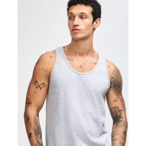 A light grey unisex fine jersey tank top featuring a classic design and a simple logo.