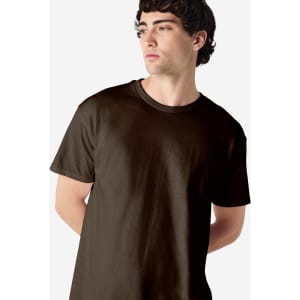 A brown Gildan Heavy Cotton Adult T-Shirt displayed on a model with a neutral background.