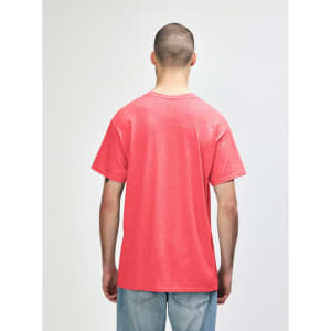 A pink Gildan Heavy Cotton Adult T-Shirt, displayed from the back, featuring a plain design.