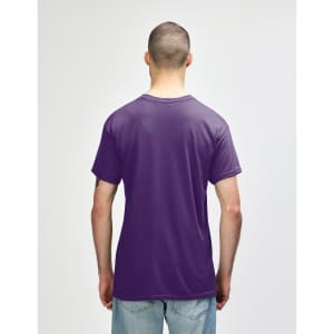 A purple Gildan Heavy Cotton Adult T-Shirt viewed from the back, featuring a simple design and no visible text.