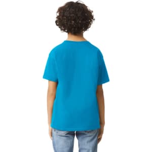 A youth t-shirt in bright blue, featuring a plain back with a round neckline. Suitable for casual wear.
