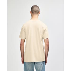 A beige Gildan Softstyle adult t-shirt displayed from the back, with a plain design and a subtle logo.