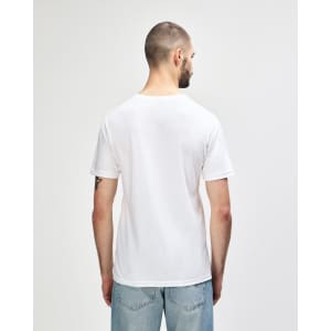 A white Gildan Softstyle adult V-neck T-shirt displayed from the back, featuring a simple design and no visible logo.