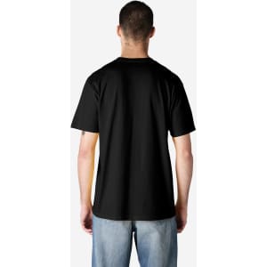 A black Gildan Softstyle adult enzyme wash t-shirt, viewed from the back, featuring short sleeves and a relaxed fit.