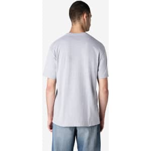 A grey Gildan Softstyle adult enzyme wash no label T-shirt viewed from the back, featuring a plain design.