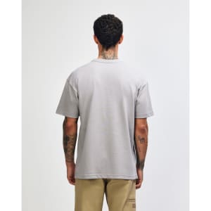 A grey American Apparel Super Heavyweight T-Shirt seen from the back, featuring a simple design and loose fit.