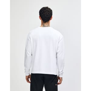 A long-sleeve, super heavyweight T-shirt in light grey, featuring a plain back and casual fit.